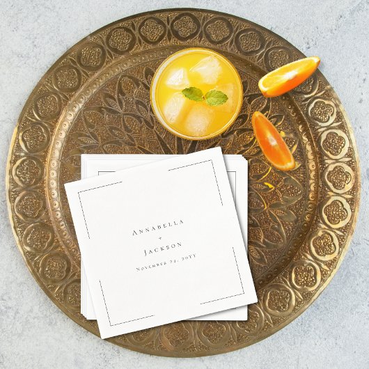 ミニマルタイポグラフィブラック&ホワイト結婚ズ スタンダードカクテルナプキン