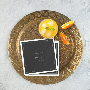 ミニマルタイポグラフィブラック&ホワイト結婚ズ スタンダードカクテルナプキン