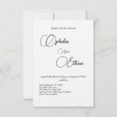 ミニマルタイポグラフィブラック&ホワイト結婚ズ 招待状 (正面)