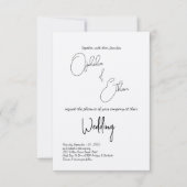 ミニマルタイポグラフィブラック&ホワイト結婚ズ 招待状 (正面)