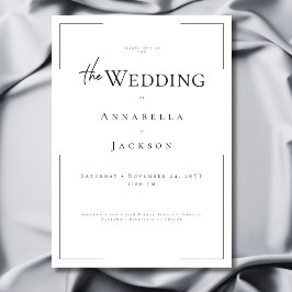 ミニマルタイポグラフィブラック&ホワイト結婚ズ 招待状