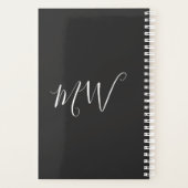 ミニマルタイポグラフィホワイトオンブラックイベント プランナー手帳 (裏面)