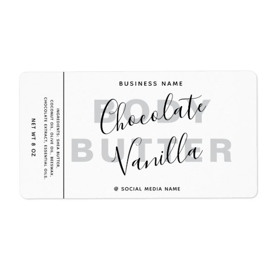 ミニマルタイポグラフィホワイトプロダクトラップのまわりに ラベル (正面)