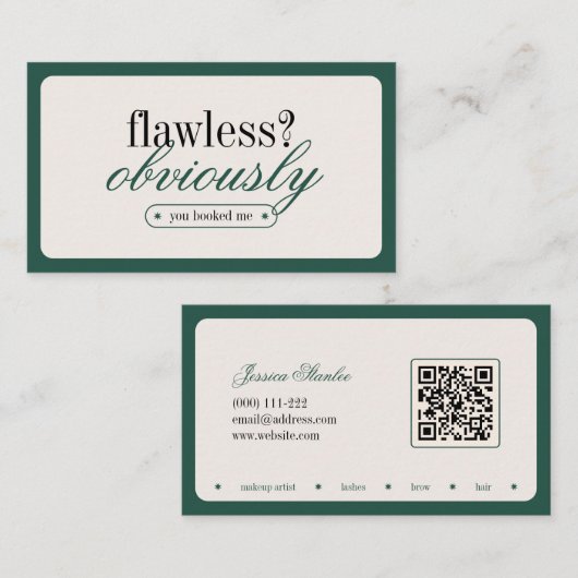 ミニマルタイポグラフィメイクアップスタイリスト名刺 名刺 (正面/裏面)