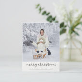 ミニマルタイポグラフィメリークリスマスフォト シーズンポストカード (スタンド正面)