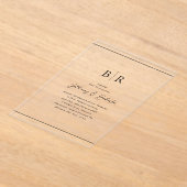 ミニマルタイポグラフィモノグ結婚ラム アクリル招待状 (レイダウン)