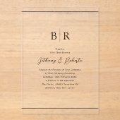 ミニマルタイポグラフィモノグ結婚ラム アクリル招待状 (正面)