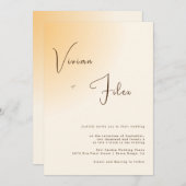 ミニマルタイポグラフィライトオレンジ結婚ズ 招待状 (正面/裏面)