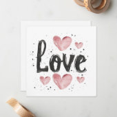 ミニマルタイポグラフィラブバレンタインデーカード ノートカード (正面/裏面インサイチュ)