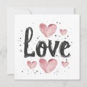 ミニマルタイポグラフィラブバレンタインデーカード ノートカード (正面)