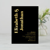 ミニマルタイポグラフィリハーサルディナー 箔招待状 (立ち正面)