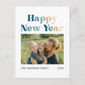 ミニマルタイポグラフィレトロ新年写真 ポストカード (正面)