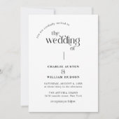 ミニマルタイポグラフィレトロQrコー結婚ド 招待状 (正面)