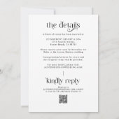 ミニマルタイポグラフィレトロQrコー結婚ド 招待状 (裏面)