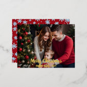 ミニマルタイポグラフィ写真クリスマス 箔シーズンポストカード (正面/裏面)