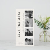 ミニマルタイポグラフィ写真ブックマークエレガントな結婚式 セーブザデート (スタンド正面)