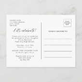 ミニマルタイポグラフィ写真卒業パーティー インビテーションポストカード (裏面)