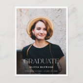 ミニマルタイポグラフィ写真卒業パーティー インビテーションポストカード (正面)