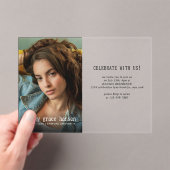 ミニマルタイポグラフィ写真卒業 アクリル招待状 (インサイチュ (ポータブル))