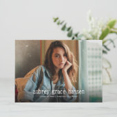 ミニマルタイポグラフィ写真卒業 招待状 (スタンド正面)