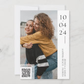 ミニマルタイポグラフィ写真QRコード日付の保存 招待状 (正面)