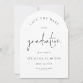 ミニマルタイポグラフィ卒業の日付を保存 招待状 (正面)