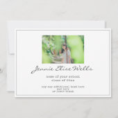 ミニマルタイポグラフィ卒業生2写真卒業 案内状 (裏面)