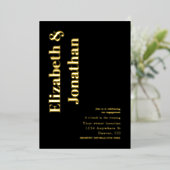 ミニマルタイポグラフィ婚約パーティ 箔招待状 (立ち正面)