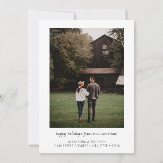 ミニマルタイポグラフィ我々は新しいホームフォトを移動 シーズンカード (正面)