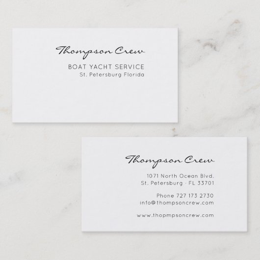 ミニマルタイポグラフィ手書き乗務員名。航海の 名刺 (正面/裏面)