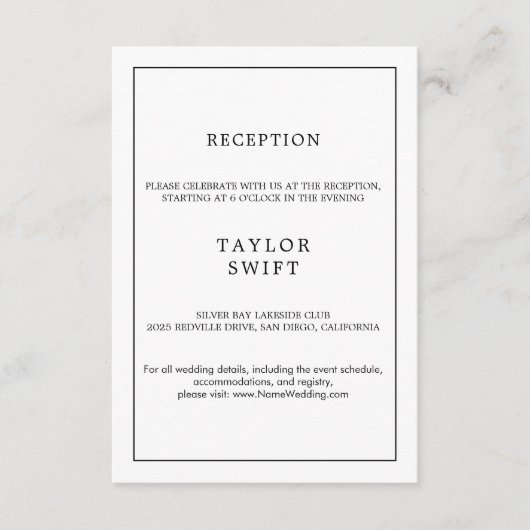 ミニマルタイポグラフィ披露宴カード エンクロージャーカード (正面)