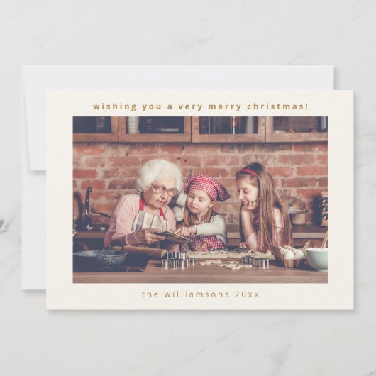 ミニマルタイポグラフィ水平フォトクリスマス シーズンカード (正面)