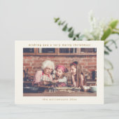 ミニマルタイポグラフィ水平フォトクリスマス シーズンカード (スタンド正面)