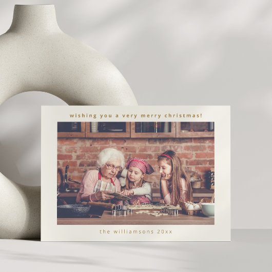 ミニマルタイポグラフィ水平フォトクリスマス シーズンカード