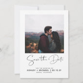 ミニマルタイポグラフィ白写真日付の保存 セーブザデート (正面)