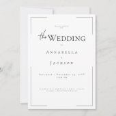 ミニマルタイポグラフィ白黒フォトズ結婚ス 招待状 (正面)