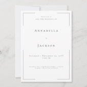 ミニマルタイポグラフィ白黒フォトズ結婚ス 招待状 (正面)