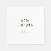ミニマルタイポグラフィ白黒ベビーシャワー スタンダードカクテルナプキン (正面)