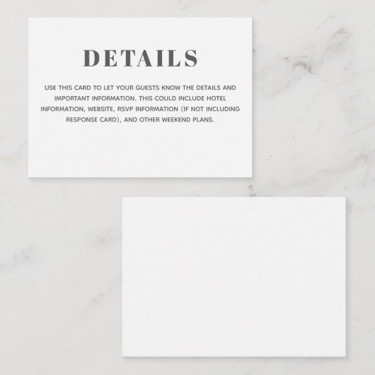 ミニマルタイポグラフィ白黒基本詳細 エンクロージャーカード (正面/裏面)