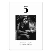 ミニマルタイポグラフィ白黒結婚写真 テーブルナンバー (裏面)