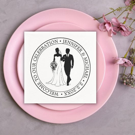 ミニマルタイポグラフィ結婚のカップル歓迎 スタンダードカクテルナプキン