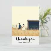 ミニマルタイポグラフィ結婚の写真ありがとう サンキューカード (スタンド正面)