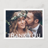 ミニマルタイポグラフィ結婚の写真ありがとう ポストカード (正面)