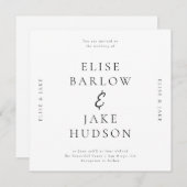 ミニマルタイポグラフィ結婚の写真 招待状 (正面/裏面)