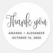 ミニマルタイポグラフィ結婚スクリプ感謝していトのユー ラウンドシール (正面)