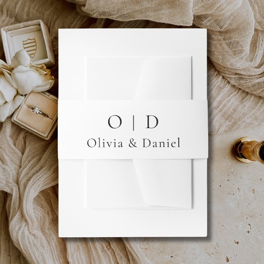 ミニマルタイポグラフィ結婚ズシック白黒 招待状ベリーバンド