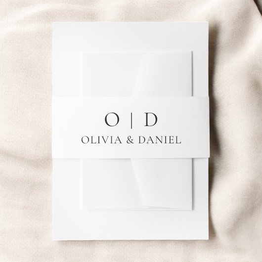 ミニマルタイポグラフィ結婚ズシック白黒 招待状ベリーバンド