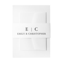 ミニマルタイポグラフィ結婚ズシック白黒 招待状ベリーバンド