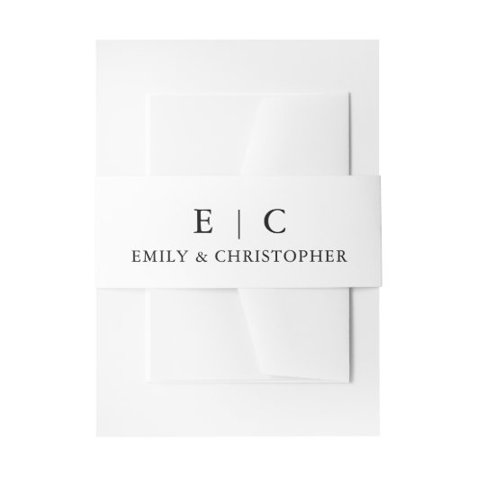 ミニマルタイポグラフィ結婚ズシック白黒 招待状ベリーバンド (正面例)