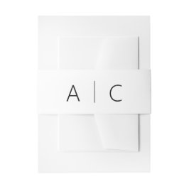 ミニマルタイポグラフィ結婚ズシック白黒 招待状ベリーバンド